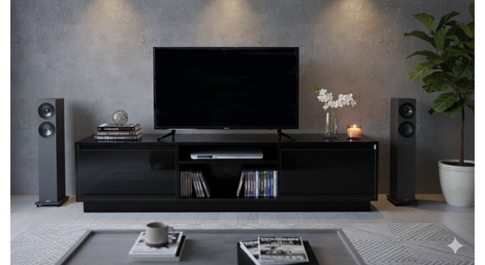 میز ال سی دی مشکی براق مدل Shine